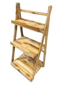 ชั้นวางของ ชั้นไม้สักแท้ ชั้นวางของอเนกประสงค์ พับได้ 3 ชั้น ไม้ดิบ ไม้ผ่านการอบแล้ว 110 *55 *50 Cm.