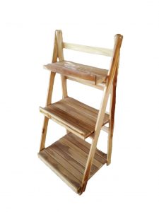 ชั้นวางของ ชั้นไม้สักแท้ ชั้นวางของอเนกประสงค์ พับได้ 3 ชั้น ไม้ดิบ ไม้ผ่านการอบแล้ว 110 *55 *50 Cm.