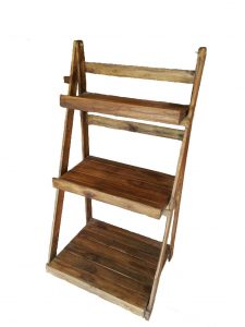 ชั้นไม้ ชั้นวางไม้สักเคลือบสีดำ พับได้ สไตล์ลอฟท์ Loft