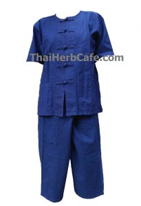 เสื้อคลุม เสื้อม่อฮ่อมฟอกหิมะ หม้อฮ่อม ม่อฮ่อม ม่อห้อม หม้อห้อม คอกลม กระดุมจีน แขนสั้น แบบดั้งเดิม 