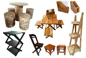 เฟอร์นิเจอร์ไม้สักแปรรูป ไม้สักแท้ โต๊ะไม้ โต๊ะปิกนิค เก้าอี้ปิ๊กนิค ชั้นไม้วางของ ชั้นโชว์สินค้า 