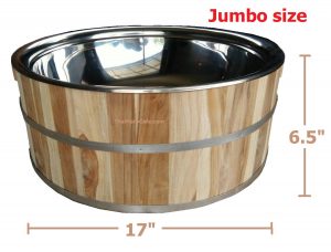 ถังไม้พร้อมอ่างสแตนเลส Jumbo สูง 6.5 นิ้ว กว้าง 17 นิ้ว ถังสปาทรงกลมแบน อ่างไม้ ถังใส่ข้าวสาร ถังใส่เครื่องดื่ม ถังไม้ใส่ของ ถังแช่ไวน์ ถังแช่เครื่องดื่ม ถังใส่น้ำแข็ง ถังไม้ทรงกลม ถังไม้เอนกประสงค์ โชว์วางหน้าร้าน ตกแต่งร้านค้า ดึงดูดลูกค้า